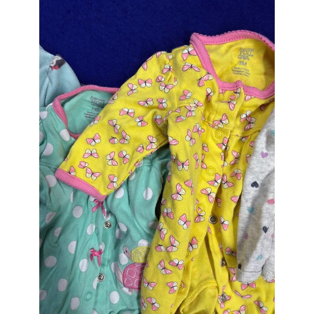 Cottagecore Baby Girl Carter's Gerber Pajamas Lot 0-3M Multicolor